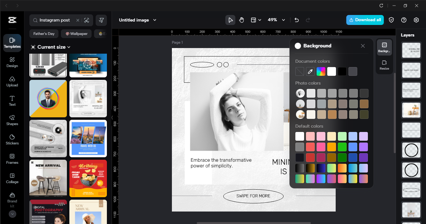 Antara muka CapCut editor video desktop