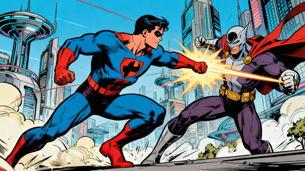 Penjahat pertempuran pahlawan komik