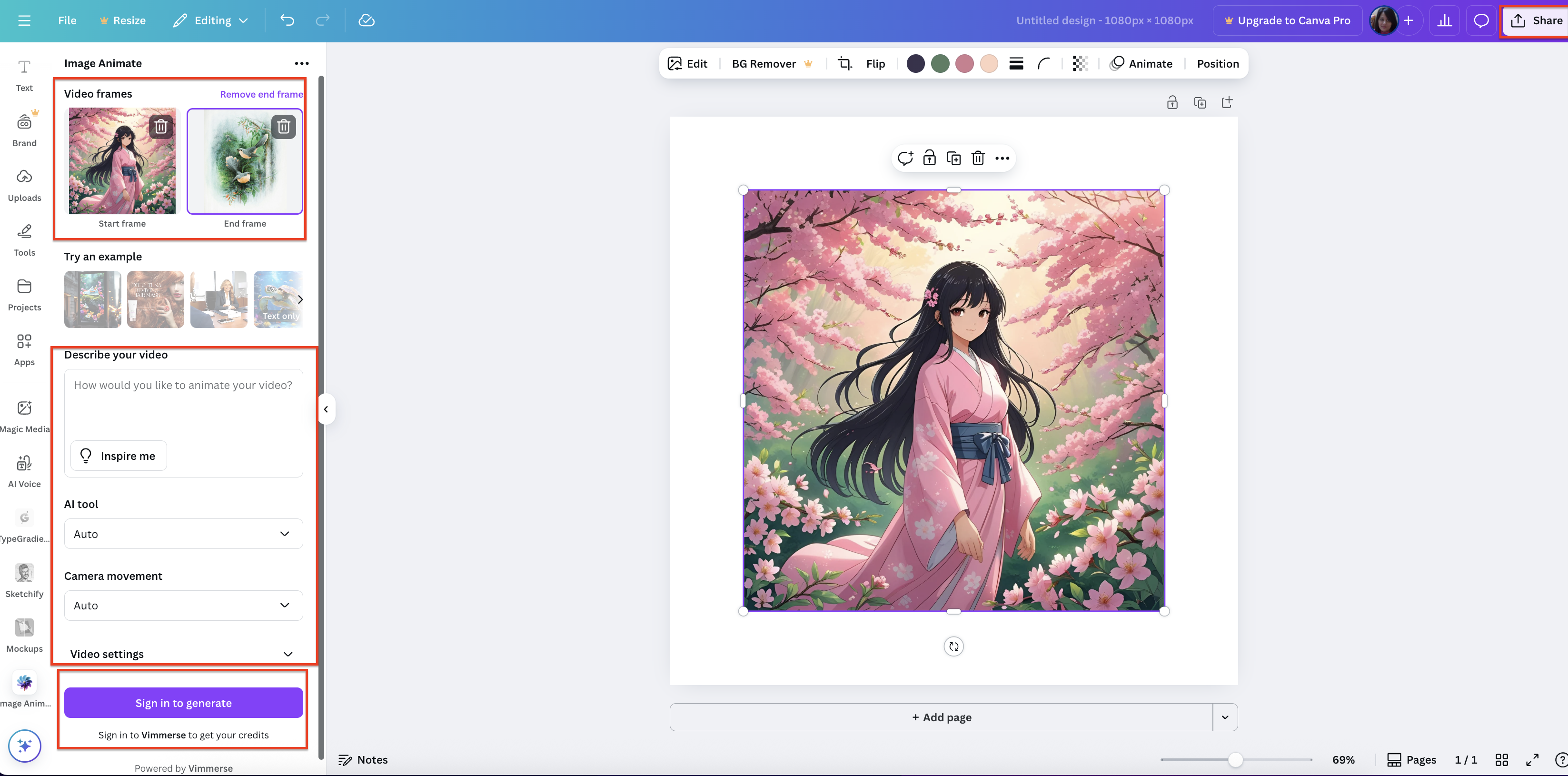 Generate the animation video