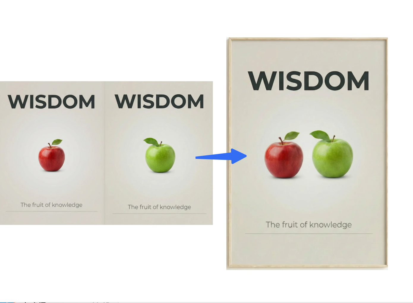 Multi-image fusion of minimalist design posters to generate a single image