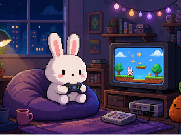 PixelBunny AI Alternative prompt example 1 - Cozy pixel room