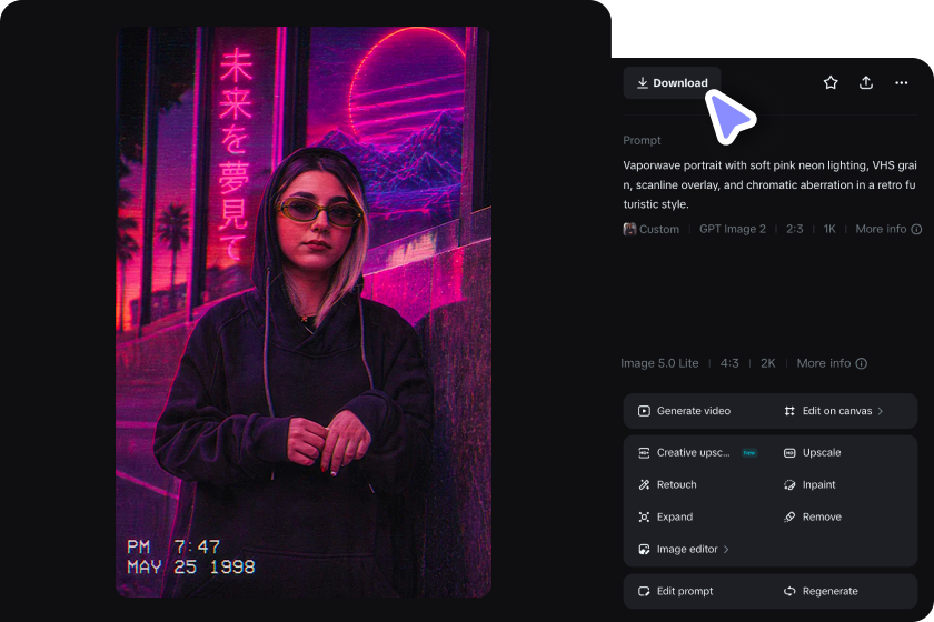 Upscale and download your finished art