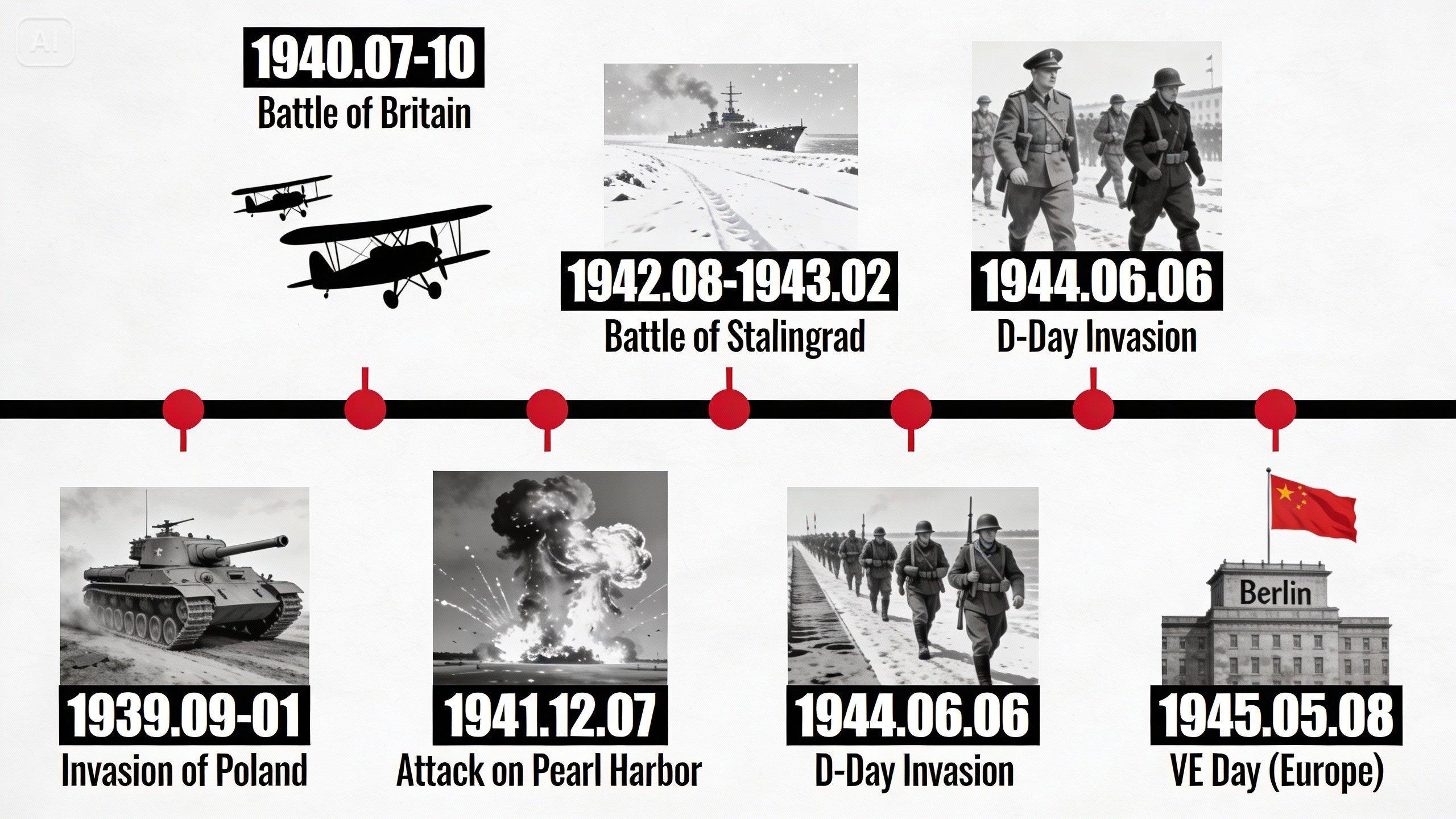 visual timeline of World War II