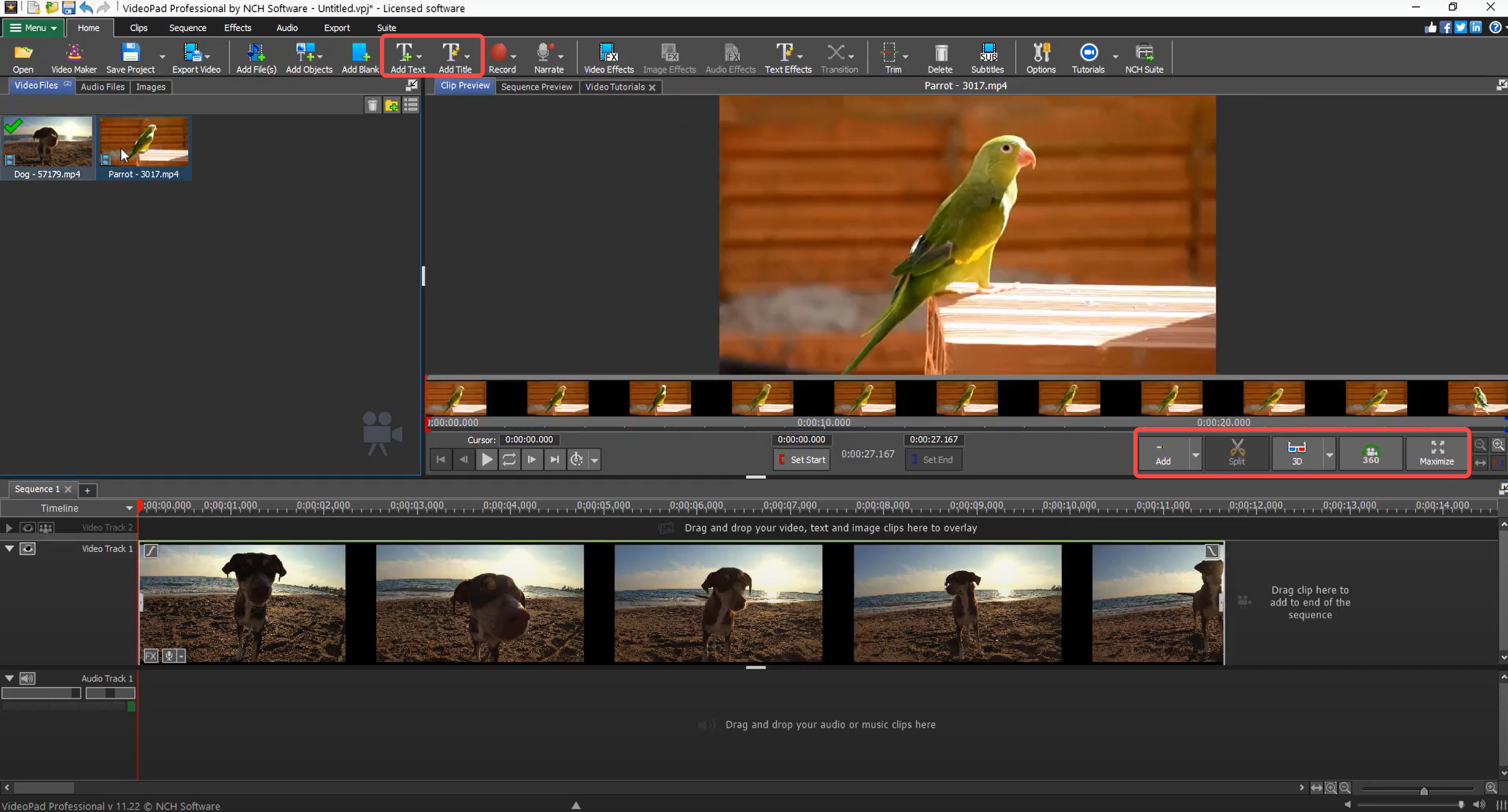 Bearbeiten des Videos mit der VideoPad-Videobearbeitungssoftware