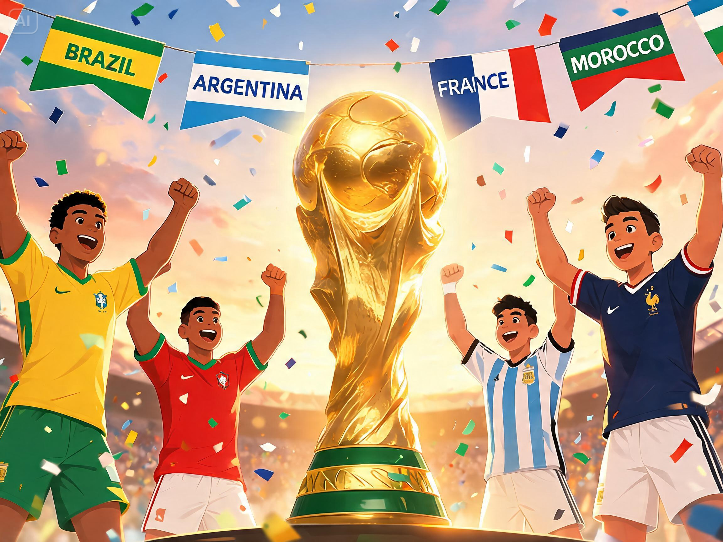Prompt for a stylized World Cup cartoon design 
