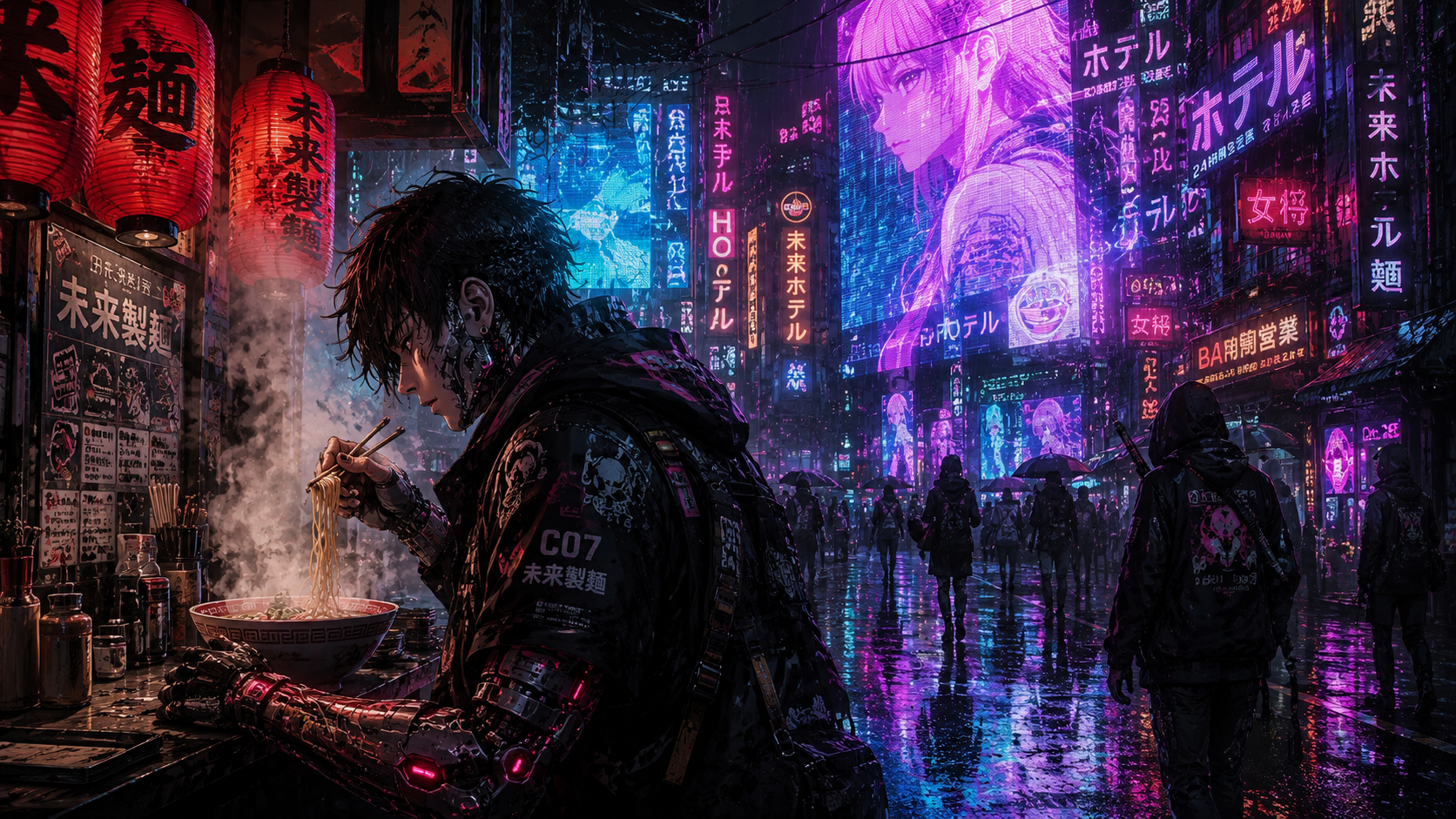 Cyberpunk und futuristische Stadtlandschaften