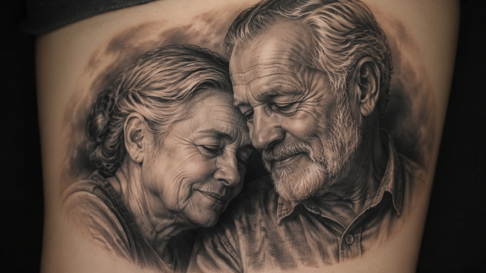 Dreamina Mama und Papa Tattoo AI Prompt prompt Beispiel 4: Emotionale Tinte Close-Up