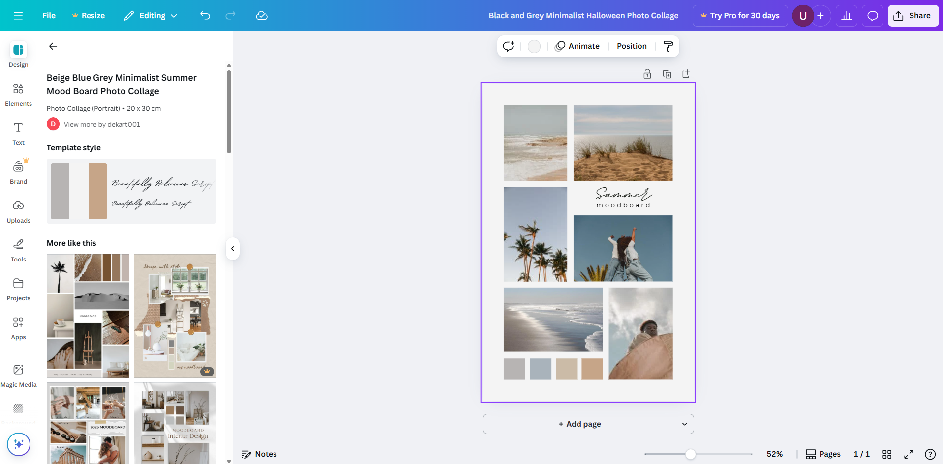 Clean minimalist mood board collage with neat grids