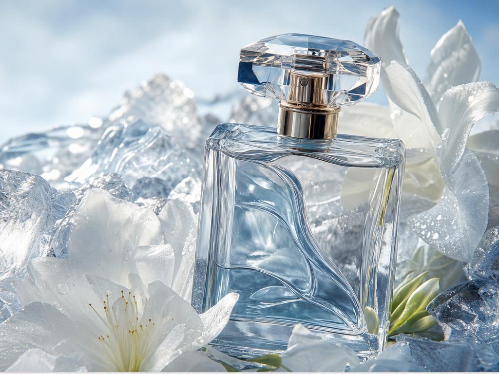 Morphic Text to Image AI Generator Alternative prompt example 1 - Ice-and-flower perfume campaign