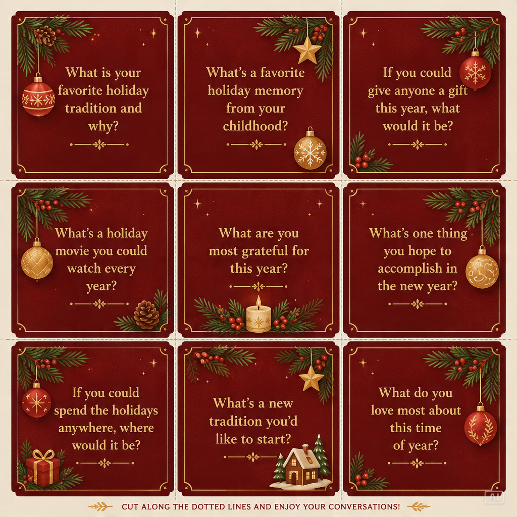 Holiday gathering conversation card design generated by Pippit