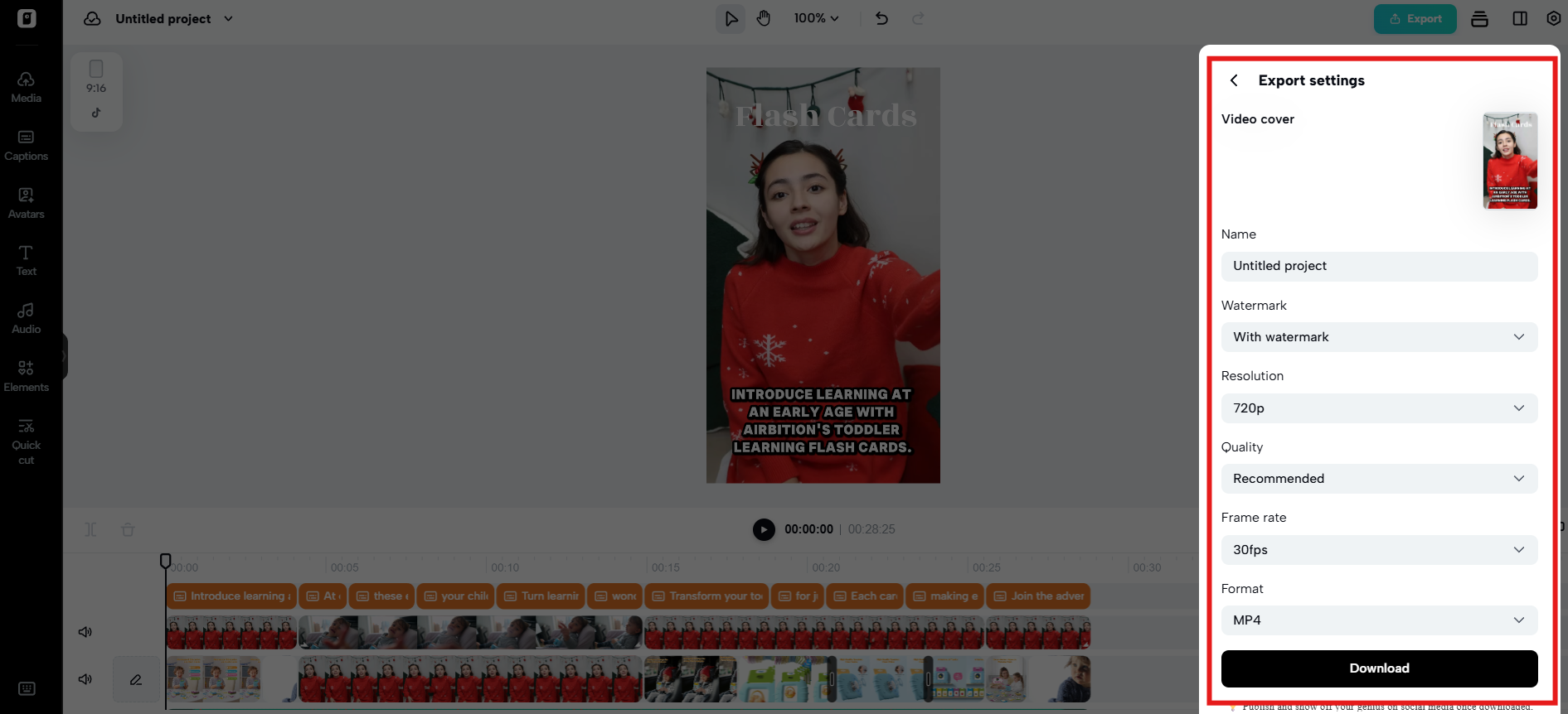 Export the video