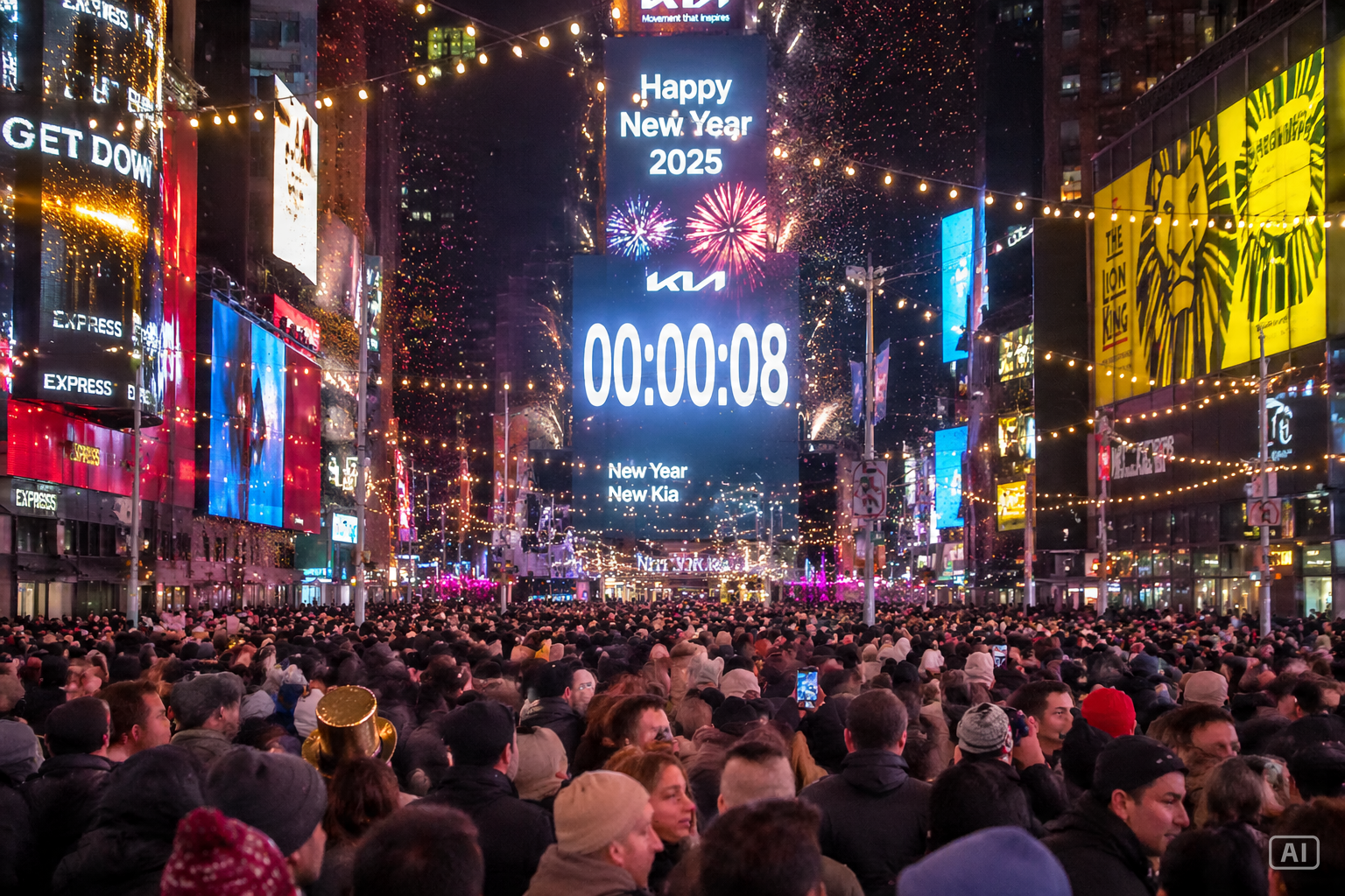 New Year countdown crowd image generated by Pippit