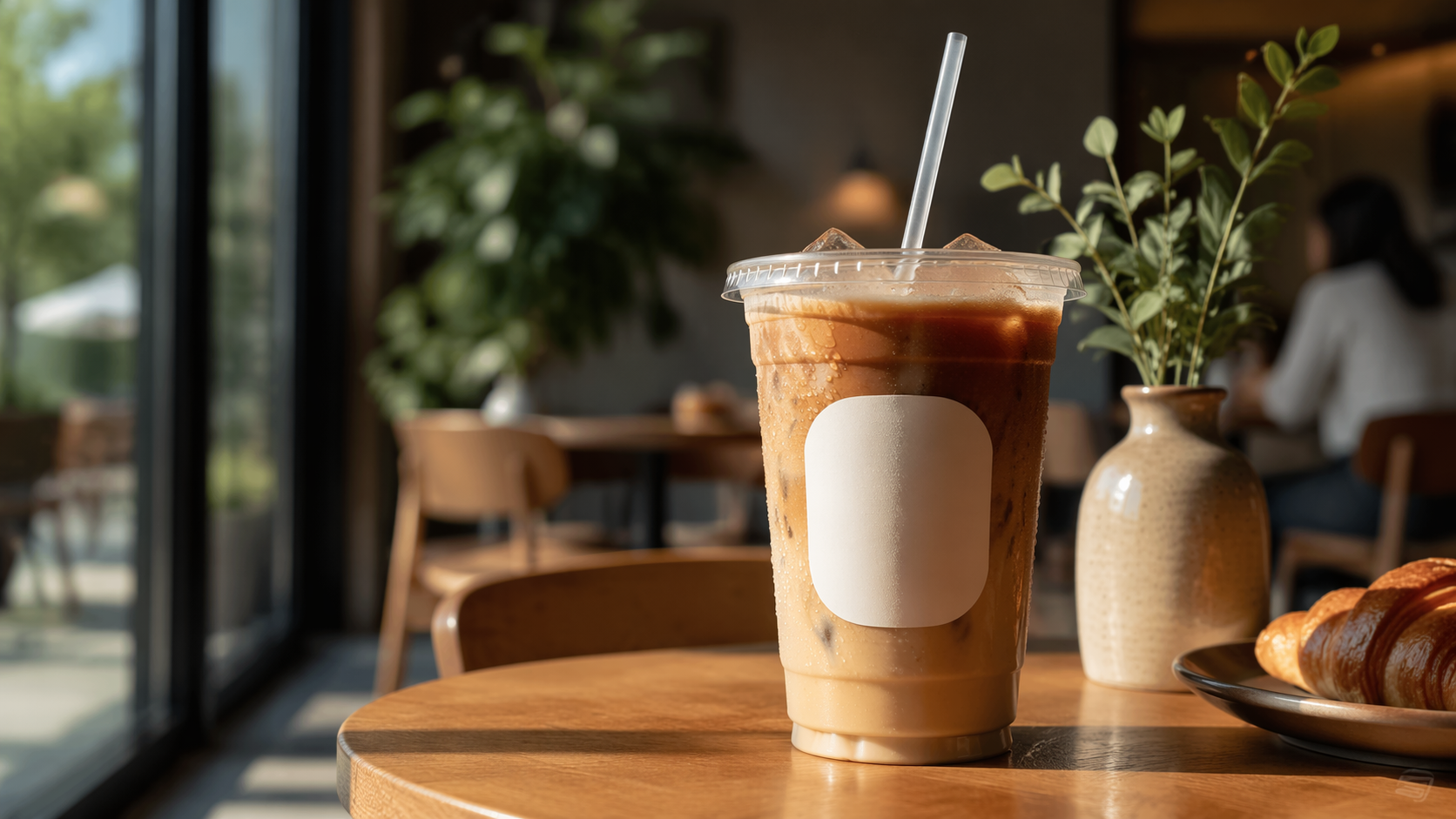 Dreamina coffee mockup prompt example 2: Iced Coffee Brand Scene