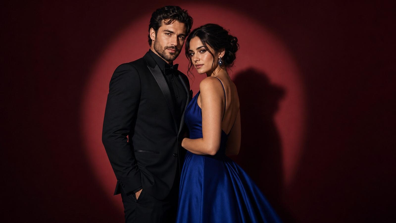 Cinematic Couple Studio Light Photo Gambar pahlawan yang cepat