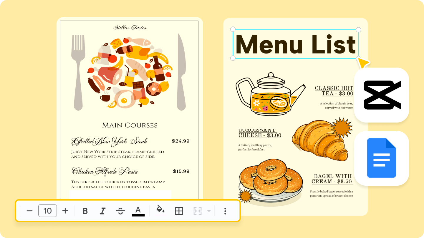 Template ng Menu ng Google Docs: Isang Disenyo ng Menu sa Paglalakbay ...
