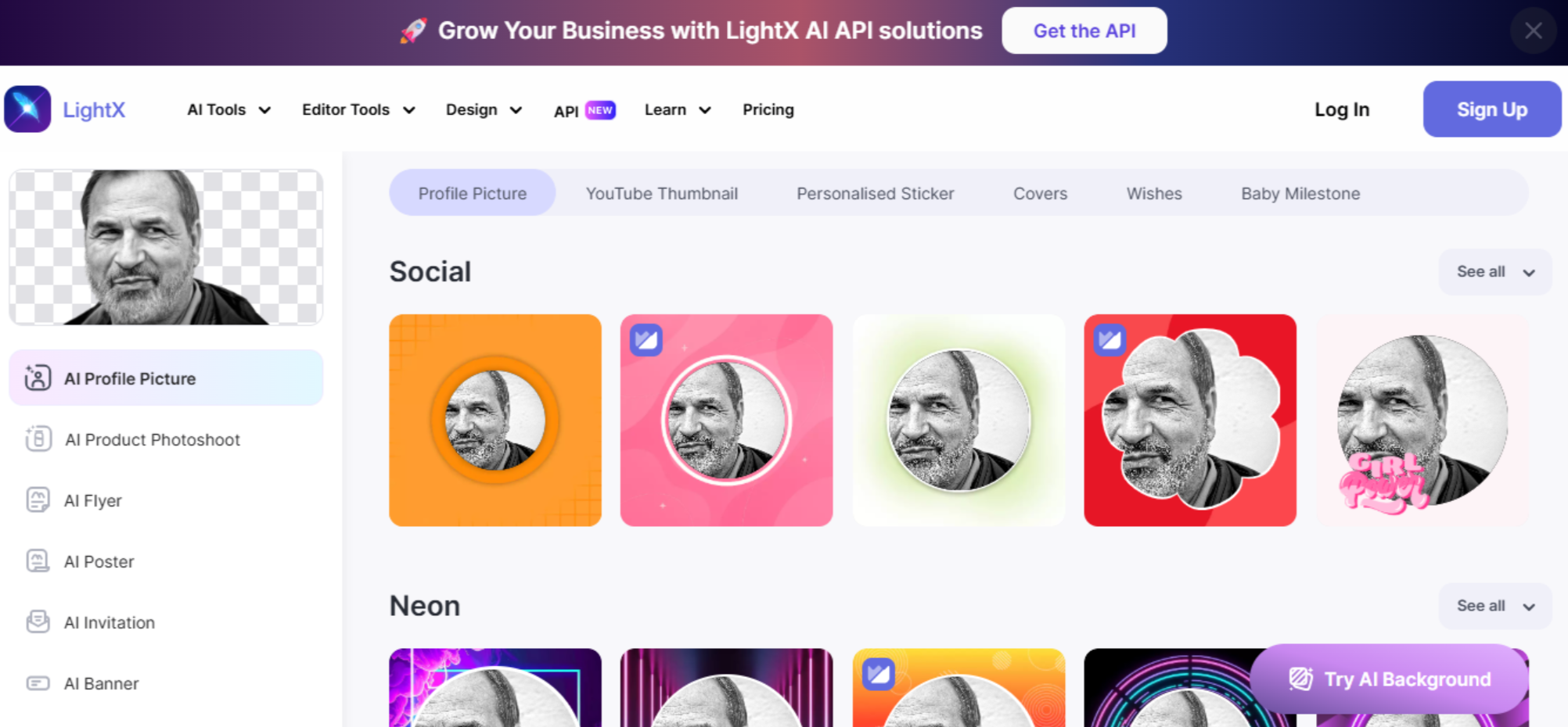 LightX - alat yang berguna untuk mengedit foto profil Instagram