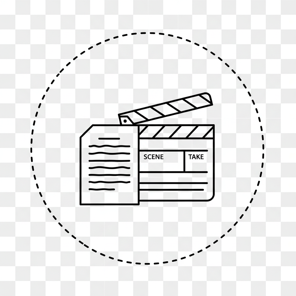 Icono de caso de uso: página de guión de claqueta con para narradores de historias de marca.