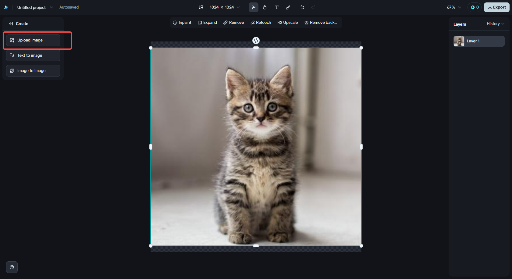 Upload image to Dreamina