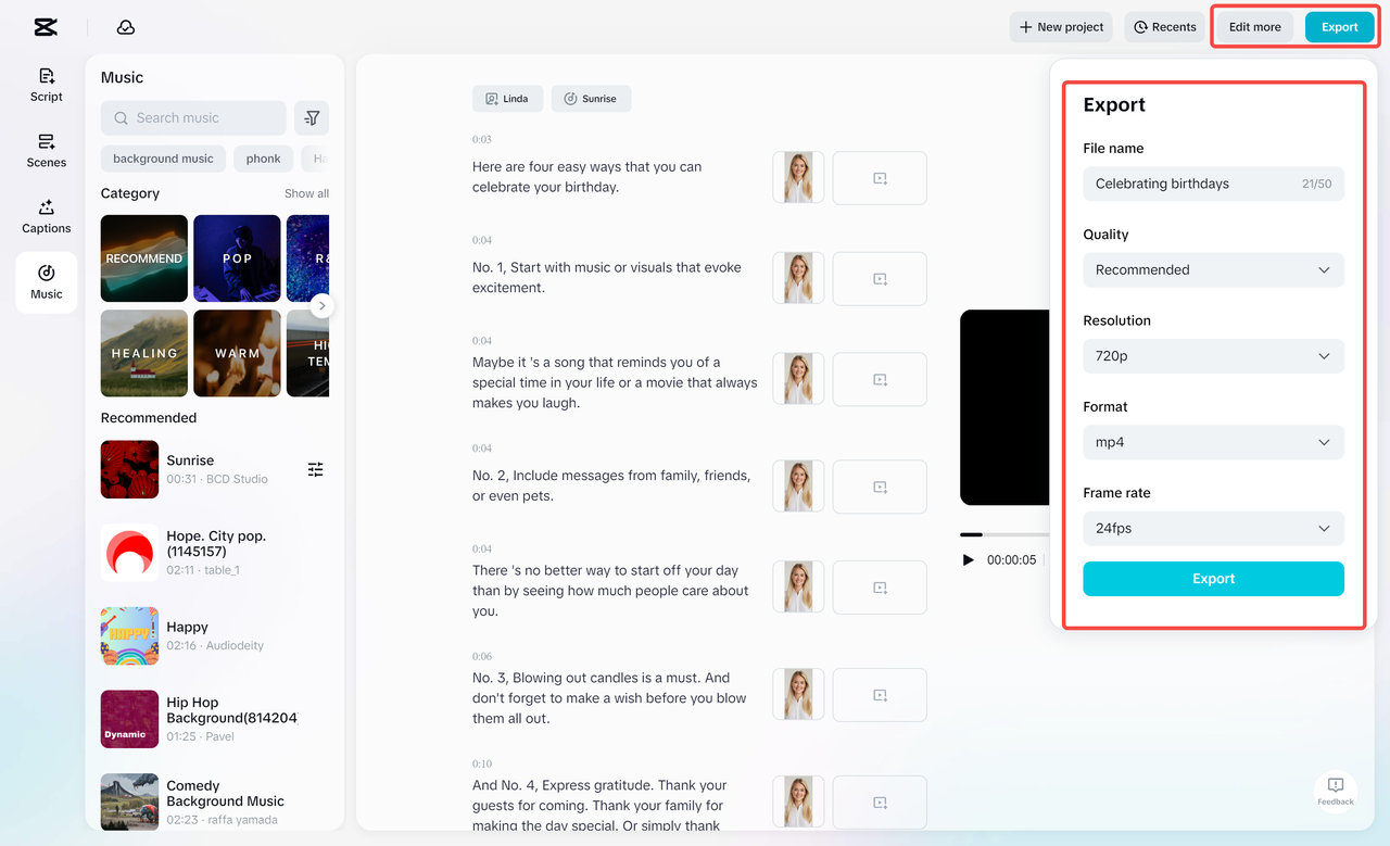 Export your video
