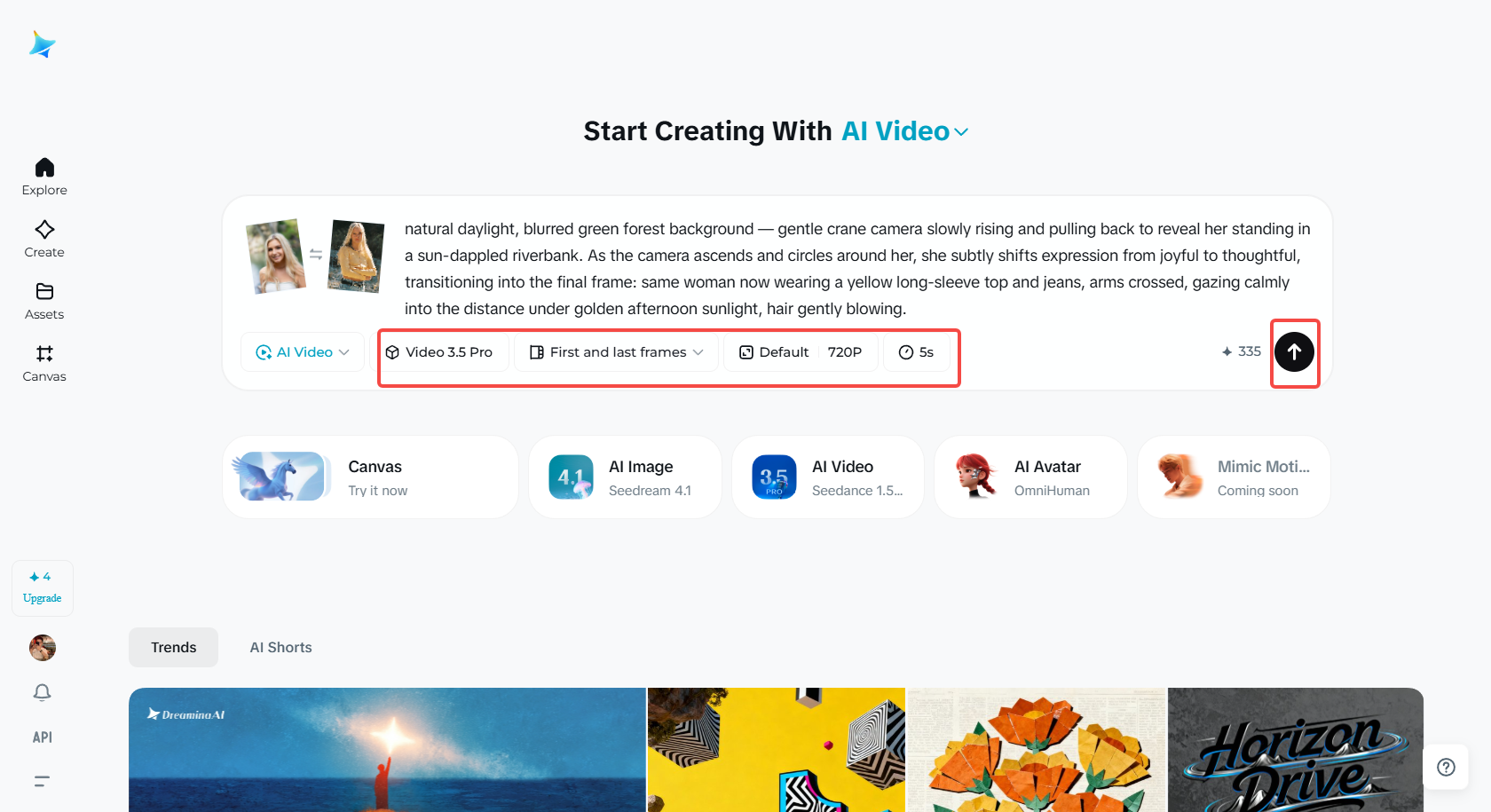Pick the video model, duration, and ratio
