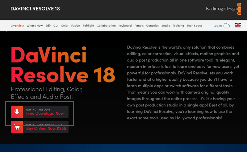 Besuchen Sie die offizielle Website von DaVinci