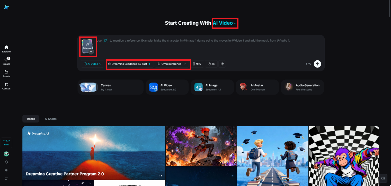 Pilih visual dan buka opsi Hasilkan Video