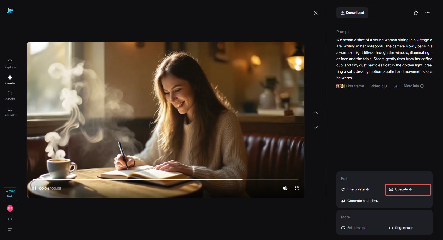 Verbessern Sie die Videoqualität mit Dreamina.