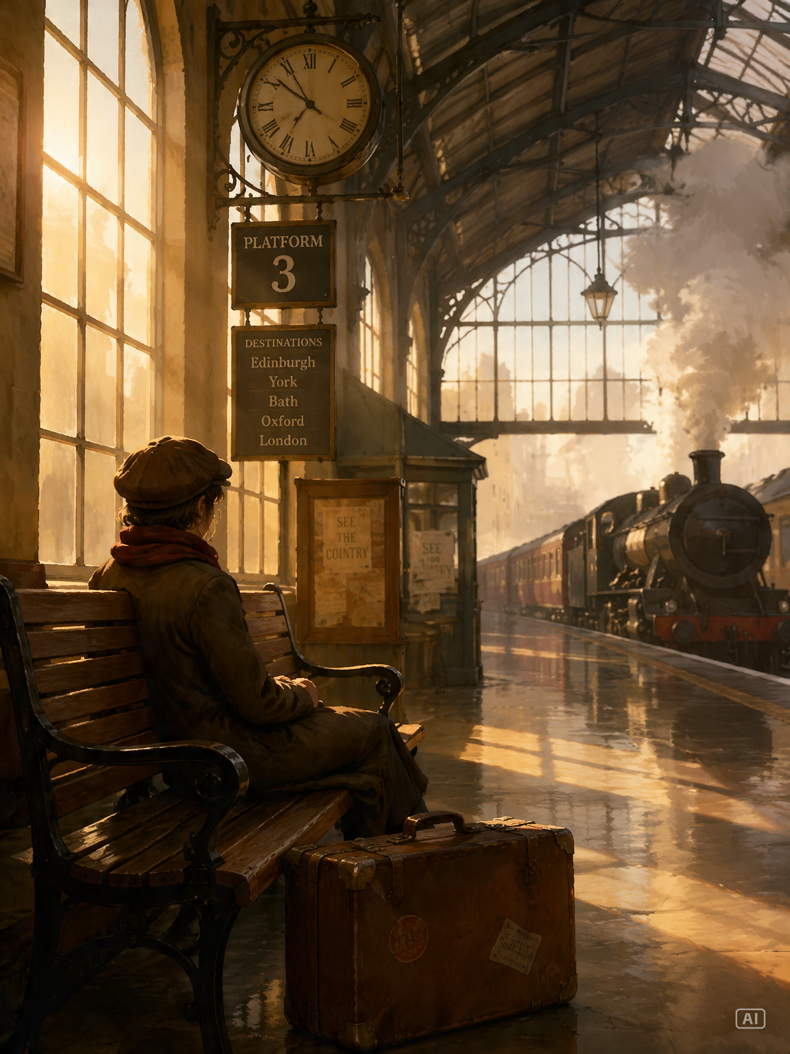 Train station writing prompt image generated by Pippit