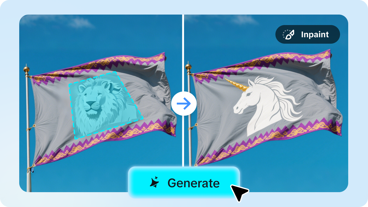 Custom flag creator editing flag with inpaint tool