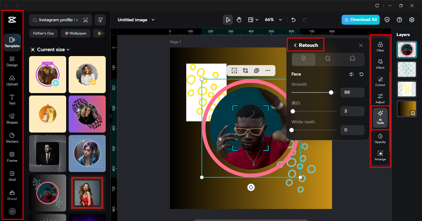 Meningkatkan imej dalam editor video desktop CapCut