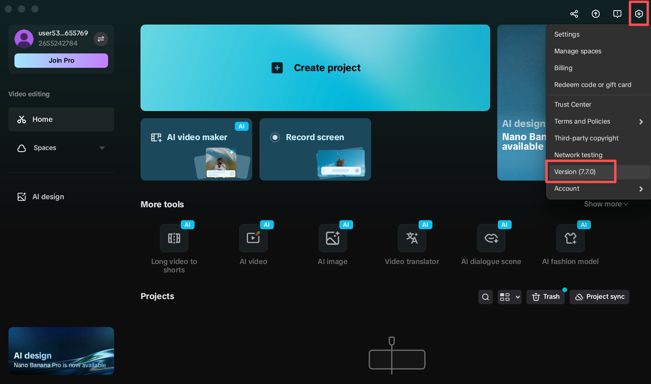 Check your CapCut desktop video editor's version