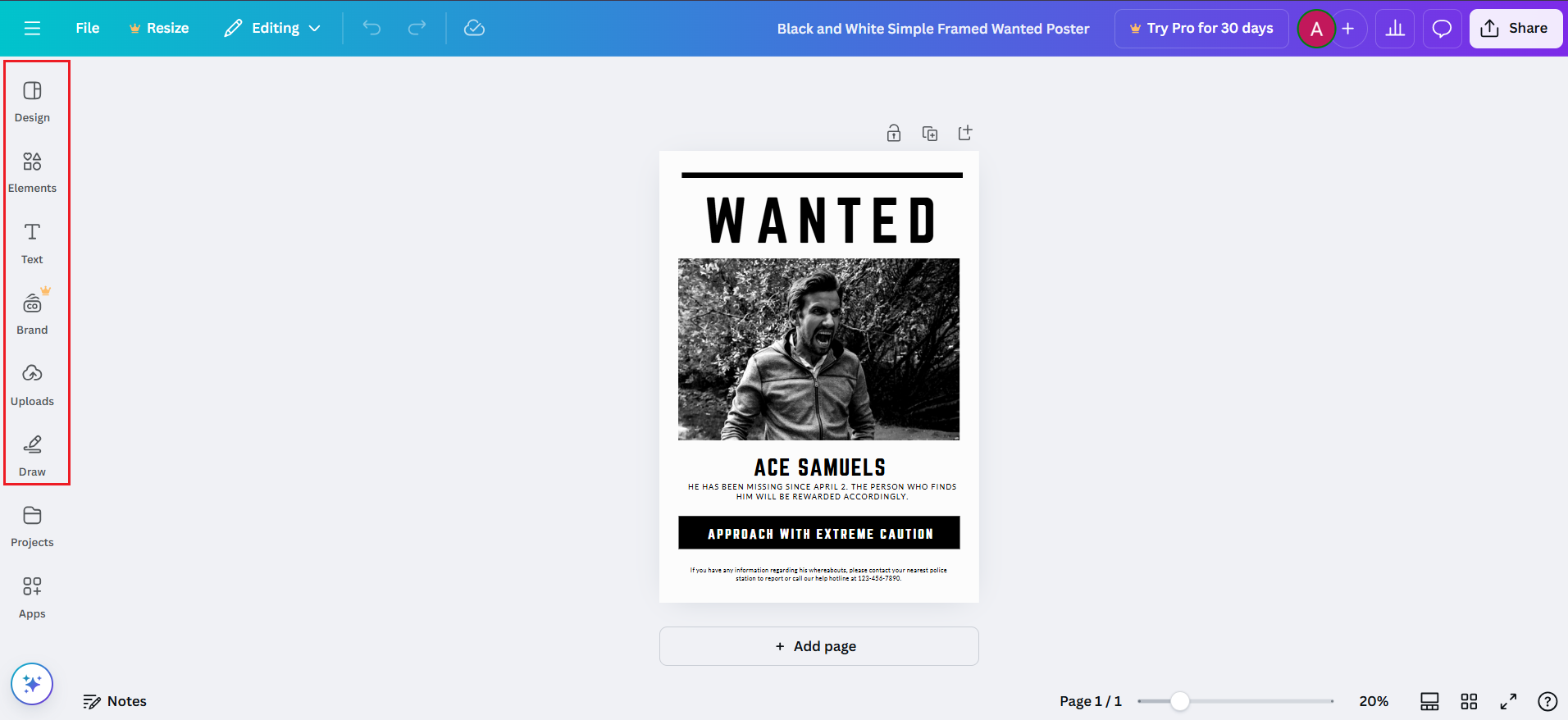 Buscado por la plantilla de póster del FBI