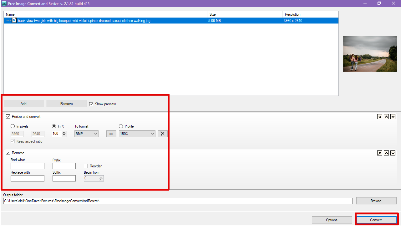 Το Free Image Convert and Resize του DVDVideoSoft