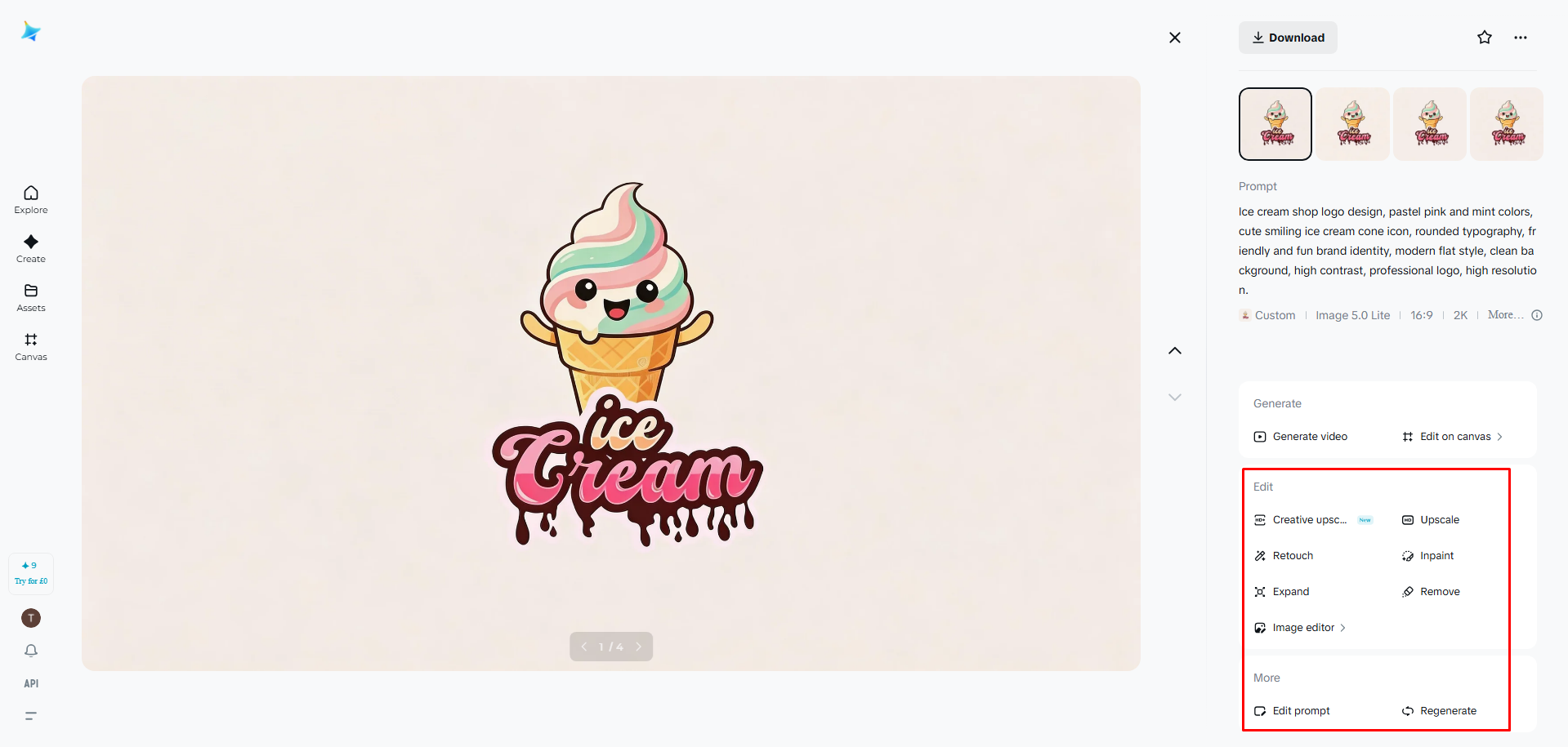 I-customize ang nabuong logo ng ice cream