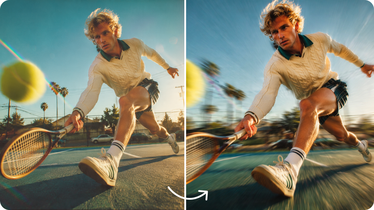 Hasilkan blur gerak realistis dengan AI gambar-ke-gambar