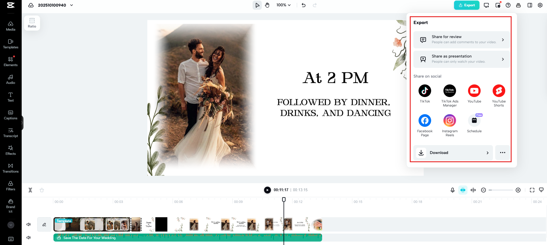 Export and share