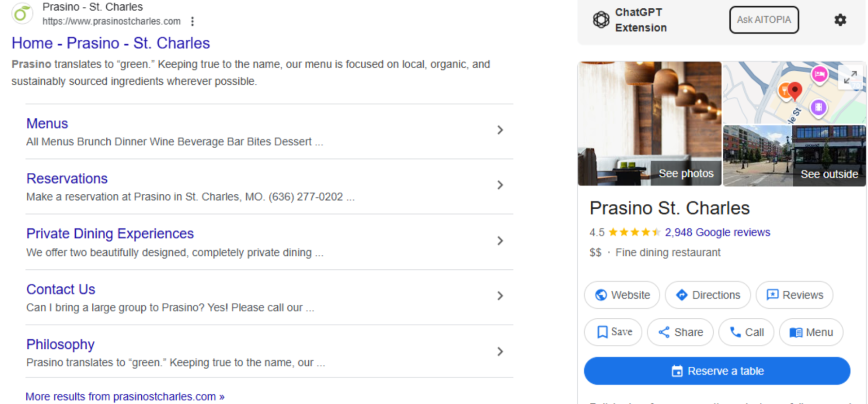 圖片顯示Prasino St. Charles Google業務簡介封面照片