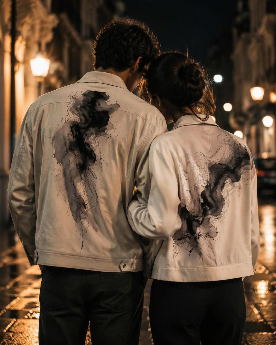 AI Tattooed Couple Portrait auf dem Rücken Trend Held visuell 2