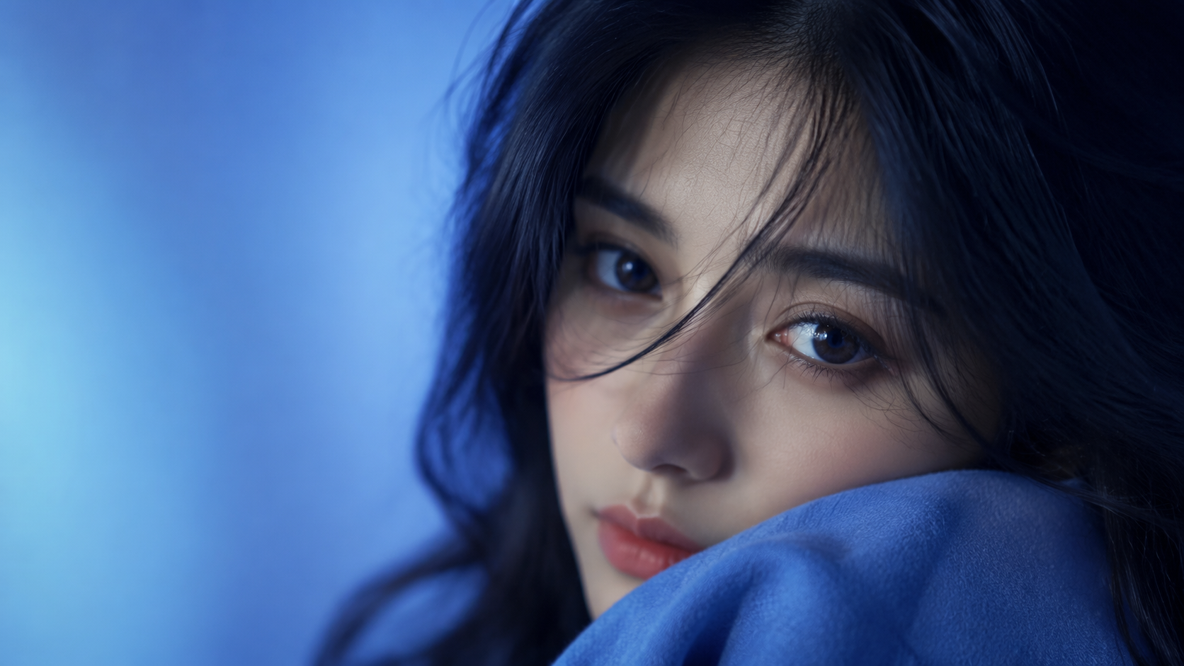 Dreamina Blue Close-Up Portrait DP Prompts prompt example 5: Natural Skin Detail Shot