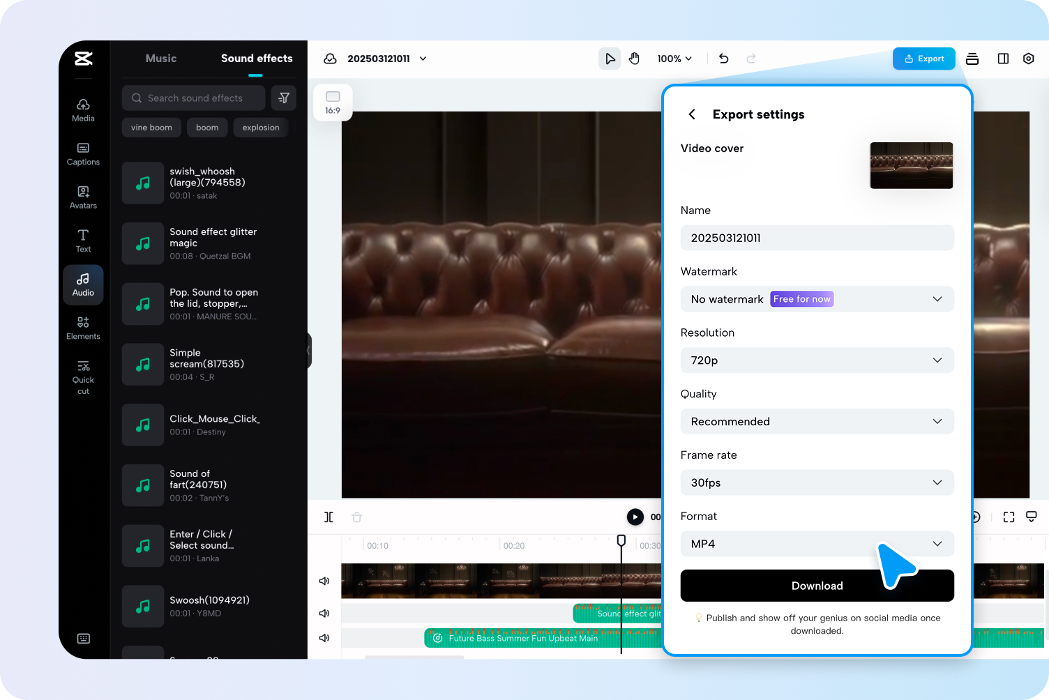 Adjust and export your video