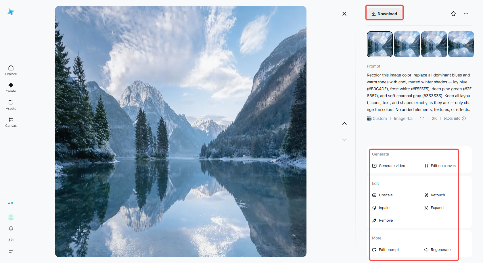 Laden Sie das von der KI neu gefärbte Foto herunter