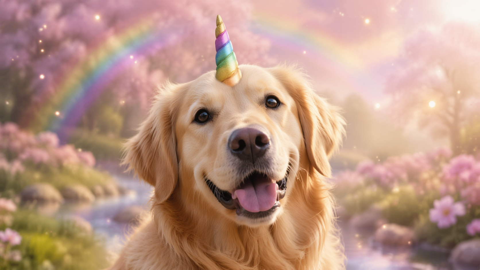 Dreamina add unicorn horn to photo prompt example 5: Pet unicorn makeover