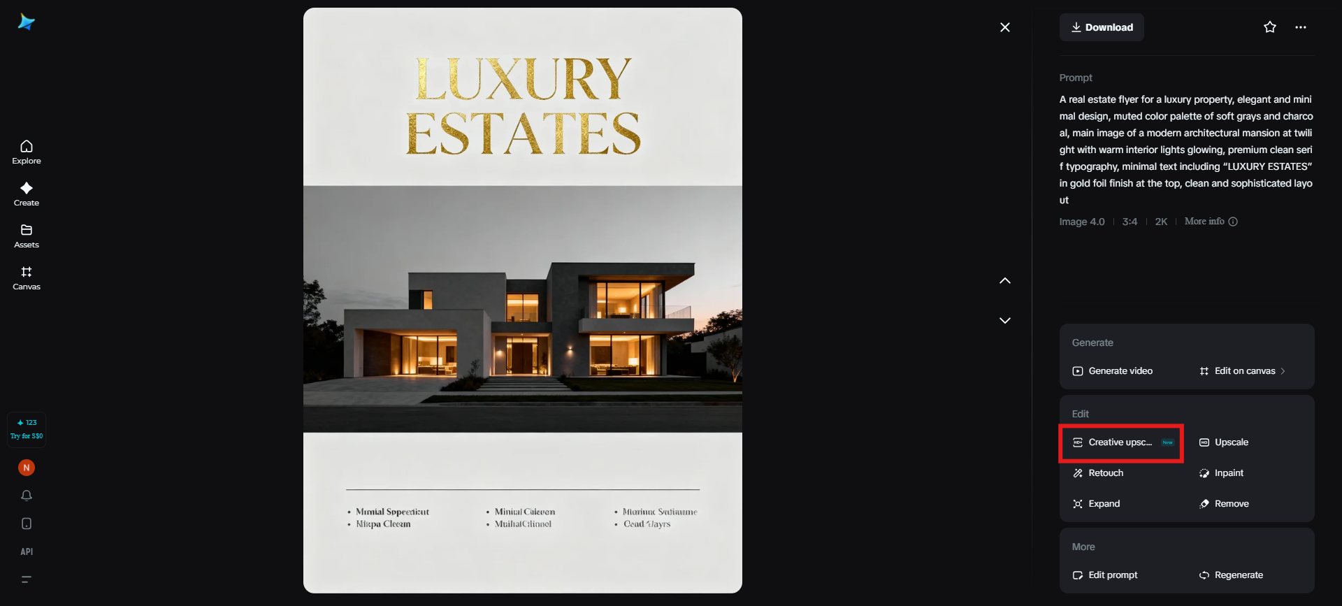 Creative upscale