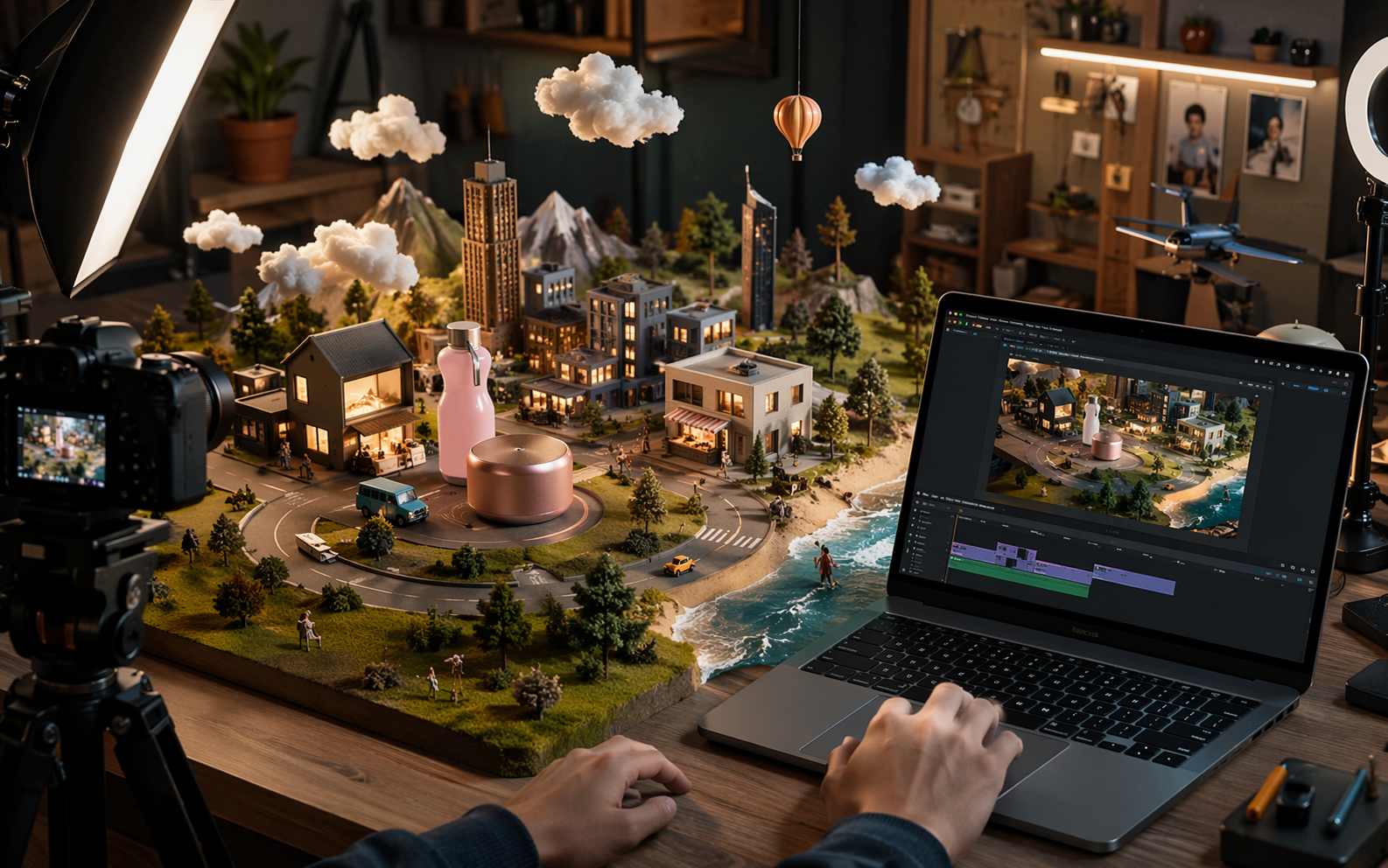 AI Mini World: Create Viral AI Visuals Online cinematic themed hero background visual