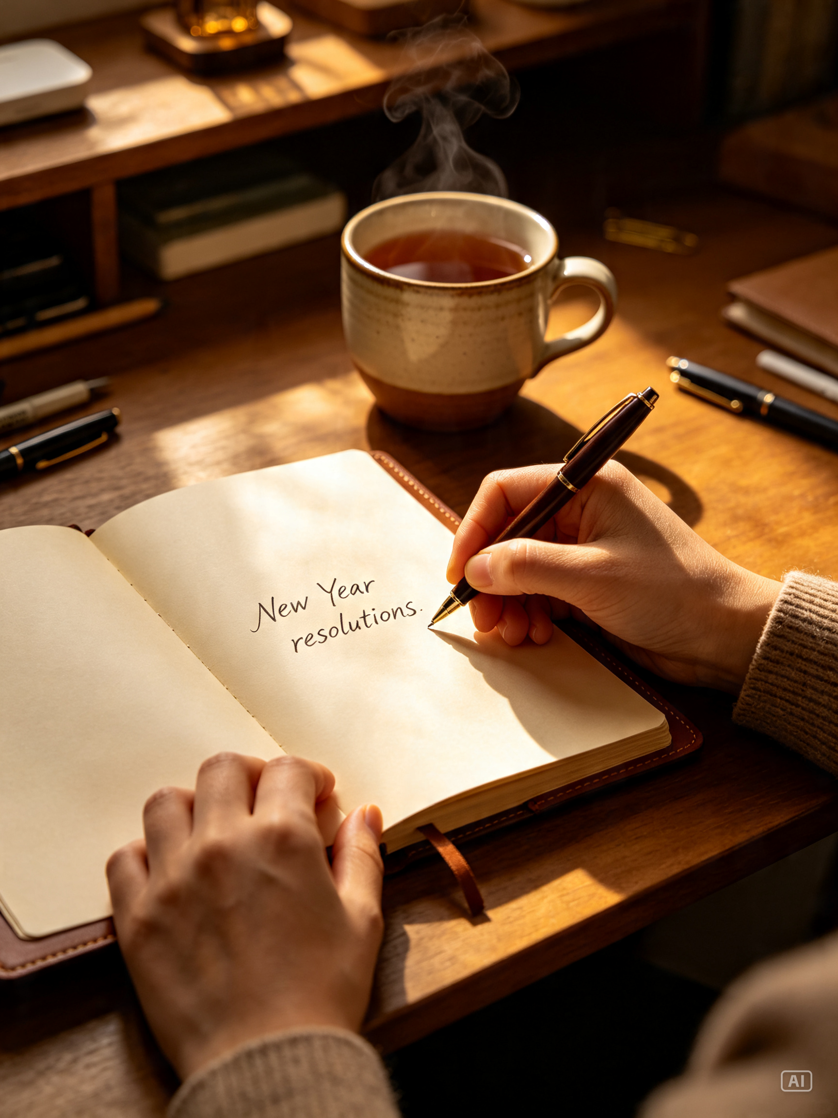 New Year resolutions journal image generated by Pippit