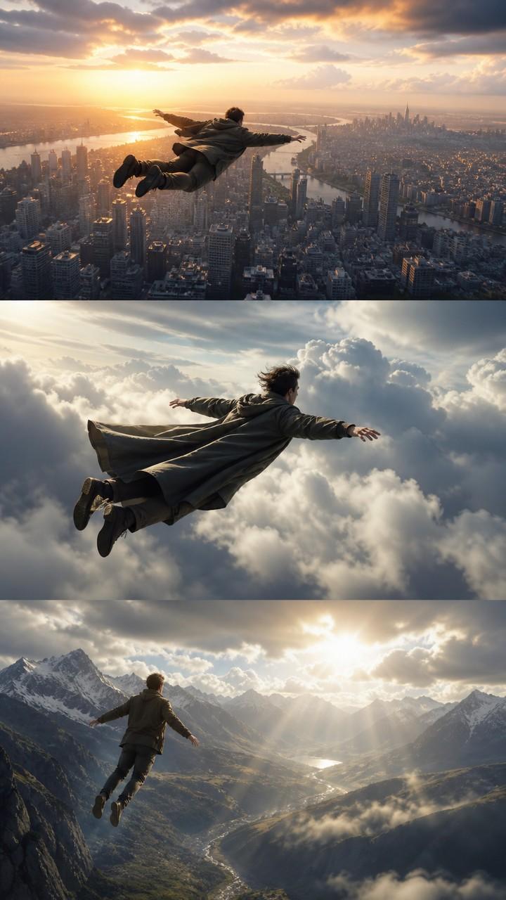 human flying scene mobile hero