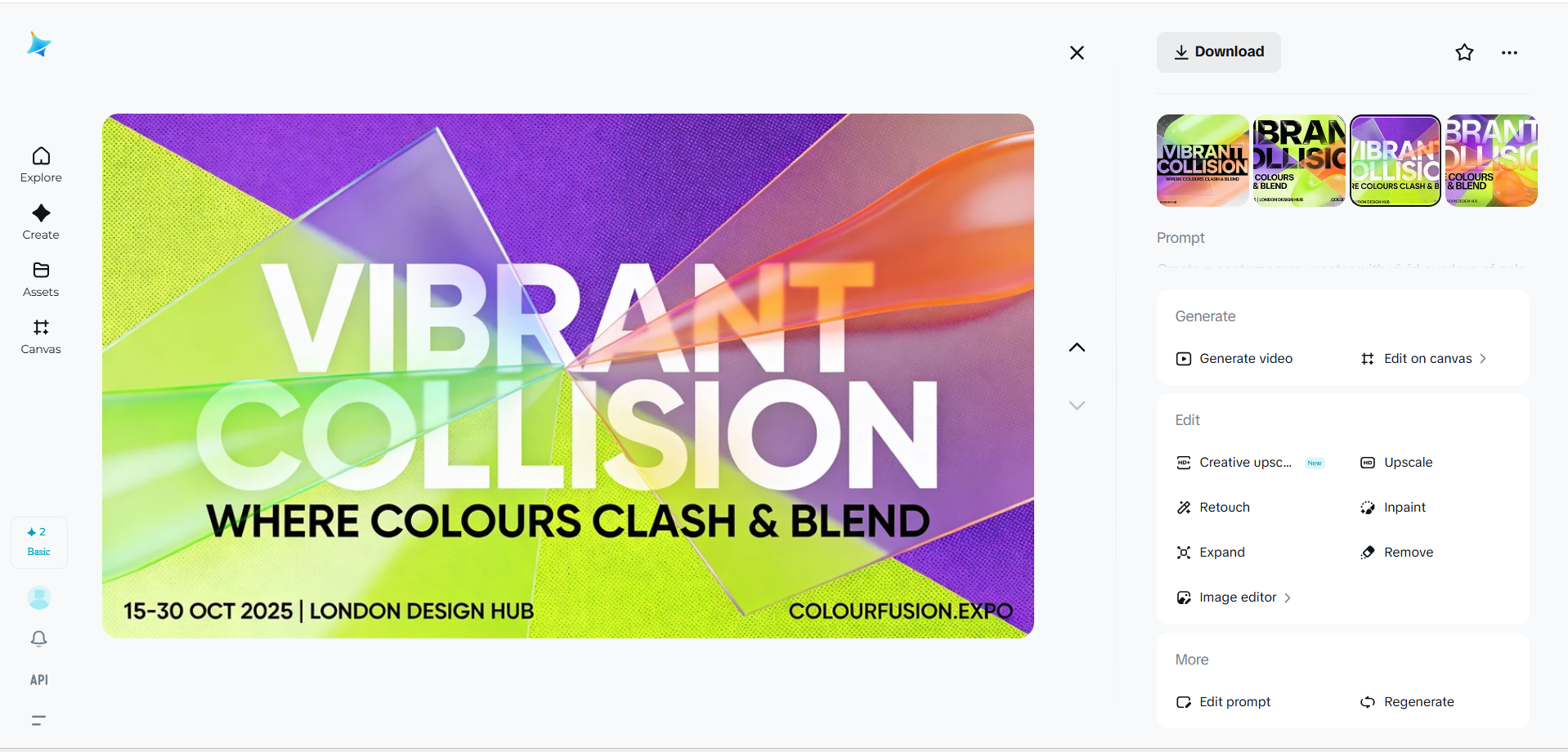 Contemporary poster with vivid overlays of colors