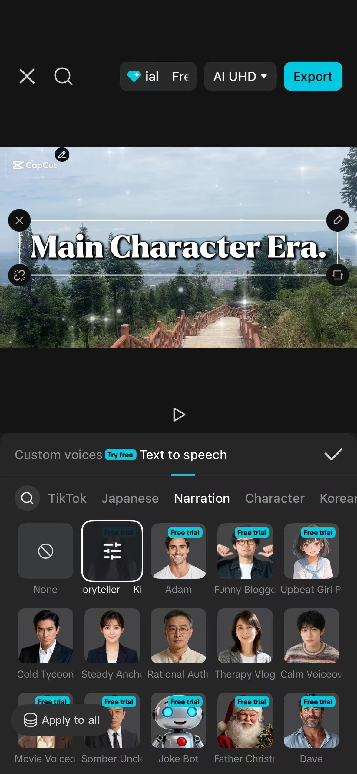 Utilizza text-to-speech nell' CapCut app