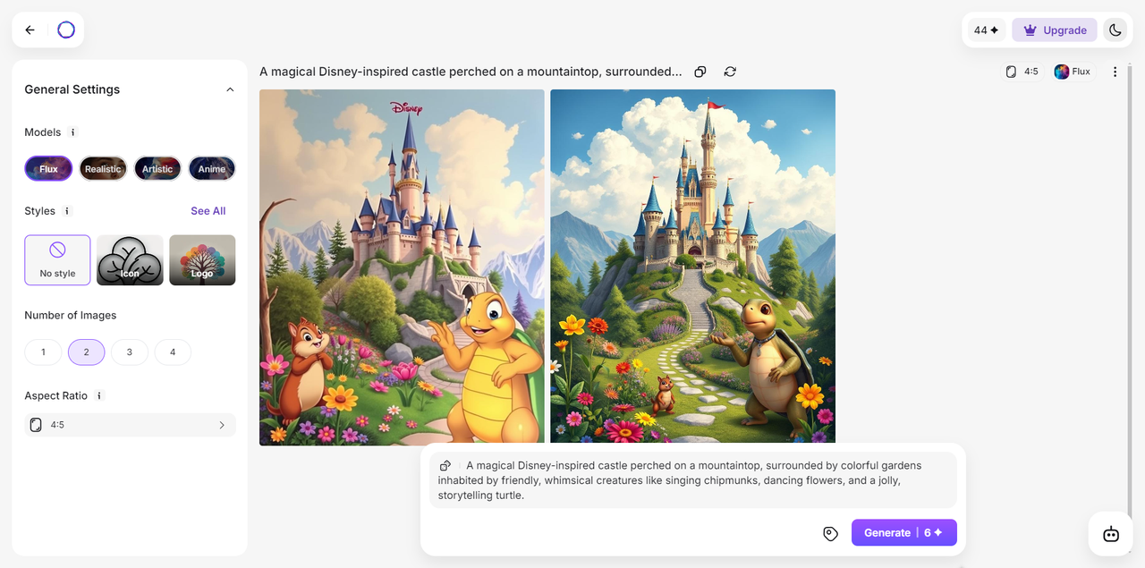 ImagineArt's interface