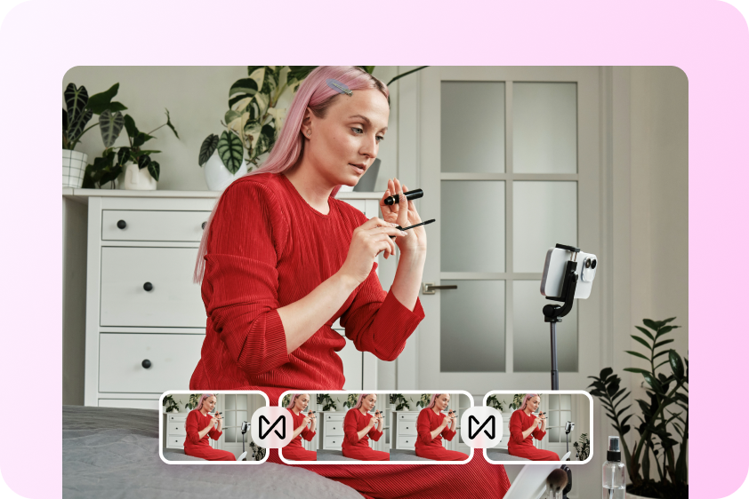 CapCut PC display image showing before/after preview with a Hit transition